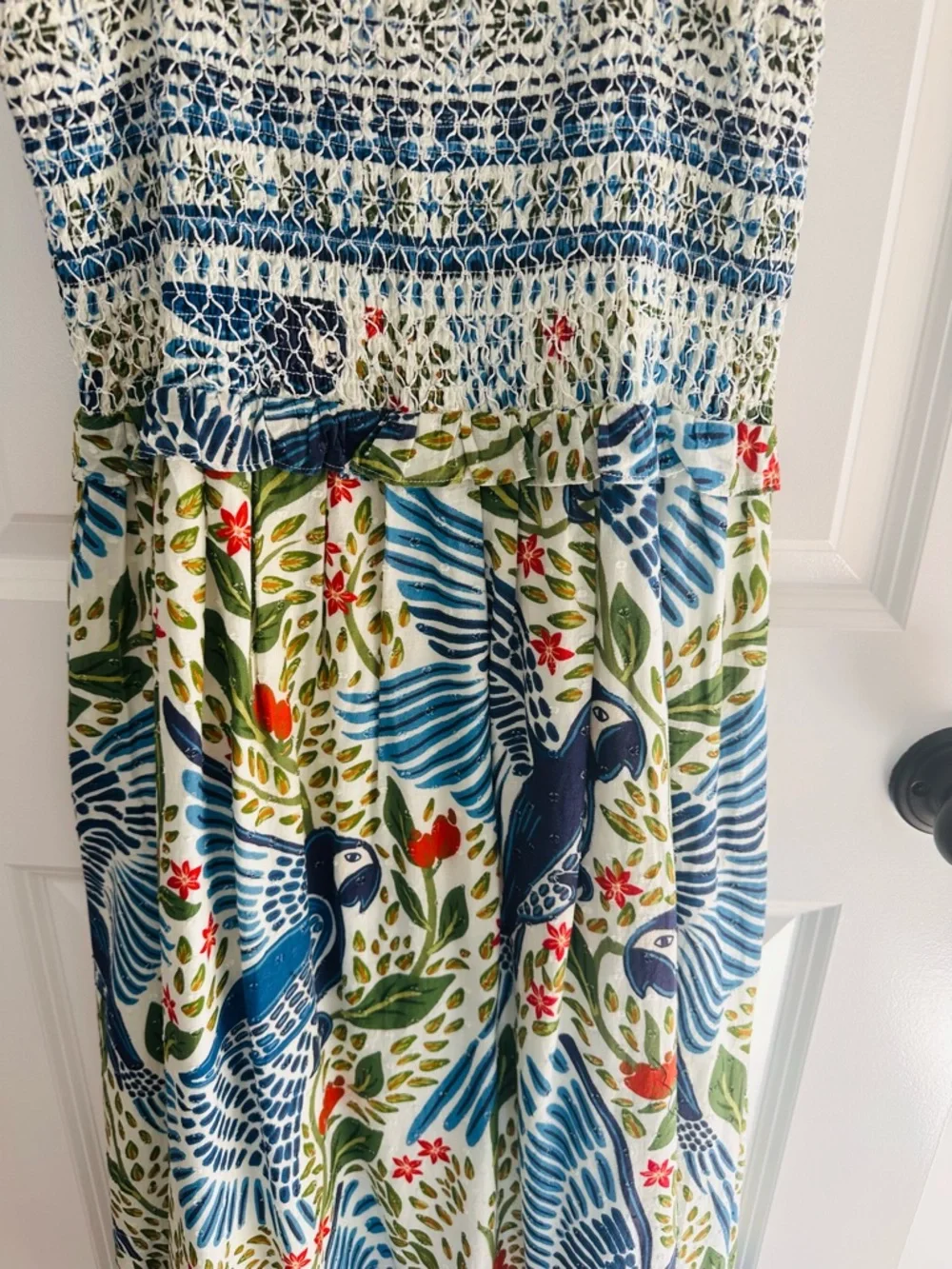 FARM Rio Blue & Green Bird Print Tie-Strap Maxi Dress - Picture 2 of 3